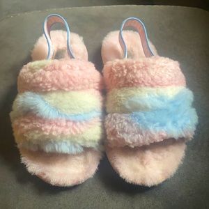 Size 11 pink , blue and white UGG Slippers